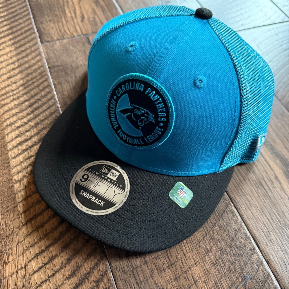 New Era NWT Carolina Panthers NFL 9FIFTY Low Profile Snapback Hat Blue Black Hat